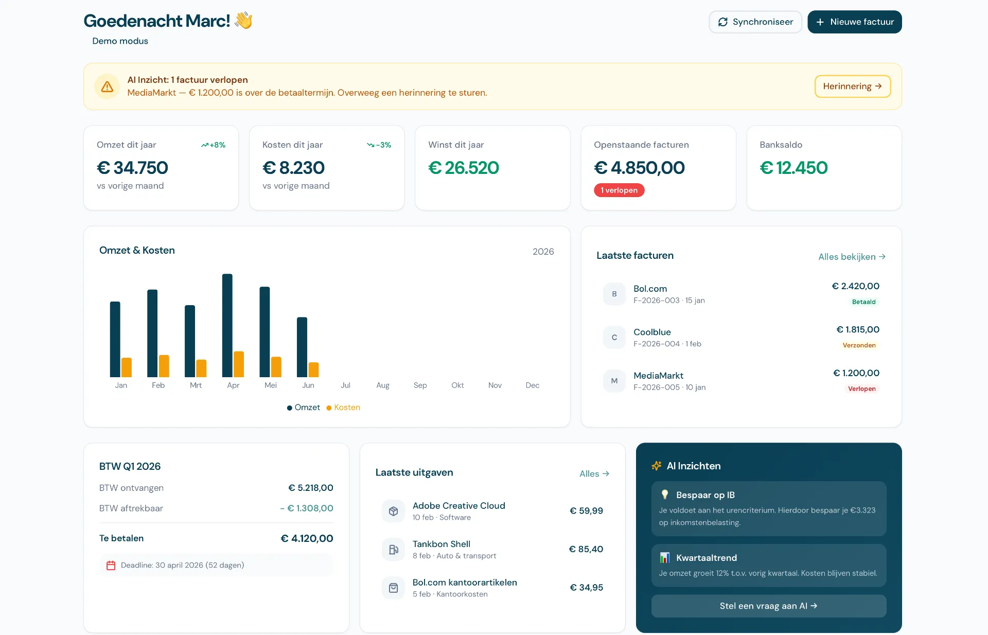 BTW Vriend dashboard